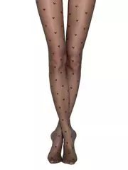 Фантазийные колготки с рисунком "сердечки" bonheur grafit, , 3, CONTE ELEGANT, - 6