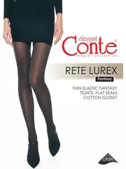 Сияющие колготки с имитацией мелкой сетки rete lurex nero, , 2, CONTE ELEGANT, - 1