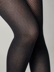 Колготки conte twist с ажурным рисунком «ромбы» nero, , 4, CONTE ELEGANT, - 3
