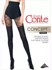 Колготки женские с имитацией гольфинов и рисунком «ромбы» concept grafit, , 2, CONTE ELEGANT, - 2