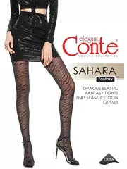 Колготки женские с анималистичным ажурным переплетением sahara nero, , 4, CONTE ELEGANT, - 1