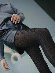 Колготки женские с рисунком «буквы» art nero, , 2, CONTE ELEGANT, - 3