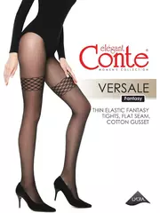 Колготки женские с ажурной имитацией чулок versale nero, , 2, CONTE ELEGANT, - 1