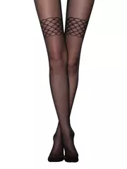 Колготки женские с ажурной имитацией чулок versale nero, , 2, CONTE ELEGANT, - 2