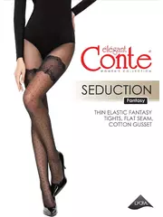 Колготки в точку с имитацией чулок seduction nero, , 3, CONTE ELEGANT, - 1