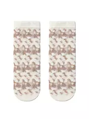 Женские тонкие носки fantasy с имитацией цветочной вышивки brown-panna, , 36-39 (23-25), CONTE ELEGANT, - 2