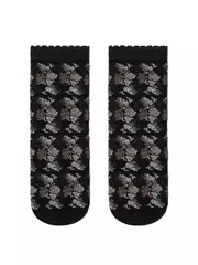 Женские тонкие носки fantasy с имитацией цветочной вышивки brown-nero, , 36-39 (23-25), CONTE ELEGANT, - 2