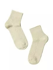 Ажурные женские носки ajour из вискозы с люрексом 180 кремовый, , 38-39 (25), CONTE ELEGANT, - 2