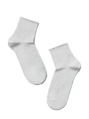 Ажурные женские носки ajour из вискозы с люрексом 180 светло-серый, , 36-37 (23), CONTE ELEGANT, - 2