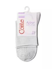 Ажурные женские носки ajour из вискозы с люрексом 180 светло-серый, , 36-37 (23), CONTE ELEGANT, - 3