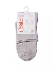 Ажурные женские носки ajour из вискозы с люрексом 180 пепельно-розовый, , 38-39 (25), CONTE ELEGANT, - 3