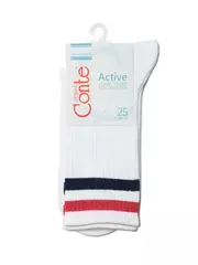Женские хлопковые носки с яркими полосками из люрекса 157 белый-красный, , 38-39 (25), CONTE ELEGANT, - 3