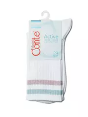 Женские хлопковые носки с яркими полосками из люрекса 157 белый-светло-розовый, , 38-39 (25), CONTE ELEGANT, - 3