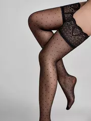 Чулки женские в горошек с ажурной резинкой happy conte nero, , 27-29 (3/4), CONTE ELEGANT, - 2