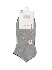 Носки женские esli classic (короткие, 2 пары) 802 черный-серый, , 36-39 (23-25), ESLI, - 5