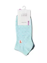 Носки женские esli classic (короткие, 2 пары) 802 бледно-бирюзовый-джинс, , 36-37 (23), ESLI, - 5