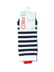 Короткие носки active с пикотом-«сердечком» в полоску 223 белый-темно-синий, , 36-38 (23-25), CONTE ELEGANT, - 4