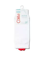 Короткие женские хлопковые носки с пикотом-«сердечком» 221 белый, , 36-38 (23-25), CONTE ELEGANT, - 4