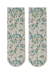 Носки женские с принтом fantasy из смесовой пряжи с хлопком и льном 258 бежевый, , 36-39 (23-25), CONTE ELEGANT, - 2