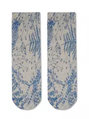 Носки женские с принтом fantasy из смесовой пряжи с хлопком и льном 260 бежевый, , 36-39 (23-25), CONTE ELEGANT, - 2