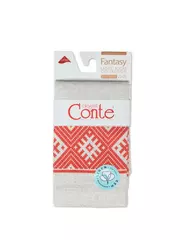 Носки женские с принтом fantasy из смесовой пряжи с хлопком и льном 274 бежевый, , 36-39 (23-25), CONTE ELEGANT, - 3