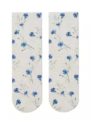 Носки женские с принтом fantasy из смесовой пряжи с хлопком и льном 275 бежевый, , 36-39 (23-25), CONTE ELEGANT, - 2