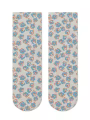 Носки женские с принтом из смесовой пряжи с хлопком и льном fantasy 403 бежевый, , 36-39 (23-25), , - 3