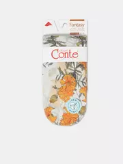 Носки женские с принтом из смесовой пряжи с хлопком и льном fantasy 402 желтый, , 36-39 (23-25), , - 6