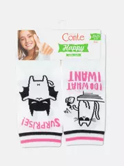 Хлопковые женские носки happy c рисунками "cat & surprise" 357 белый, , 36-39 (23-25), CONTE ELEGANT, - 5