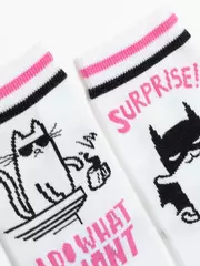 Хлопковые женские носки happy c рисунками "cat & surprise" 357 белый, , 36-39 (23-25), CONTE ELEGANT, - 4