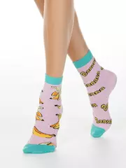 Носки женские хлопковые conte happy c рисунками "бананы" 166 светло-розовый, , 36-39 (23-25), CONTE ELEGANT, - 1