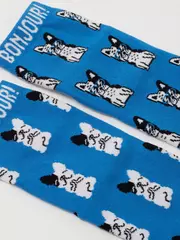 Хлопковые женские носки happy с рисунком «french bulldog» 389 синий, , 36-39 (23-25), , - 4