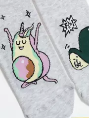 Хлопковые женские носки happy с рисунком «fitness» 385 светло-серый, , 36-39 (23-25), , - 3