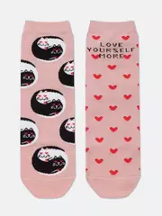 Хлопковые женские носки happy с рисунком «love yourself» 387 пепельно-розовый, , 36-39 (23-25), , - 4