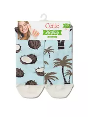 Хлопковые женские носки happy с рисунками "кокосы и пальмы" 165 бледно-бирюзовый, , 36-39 (23-25), CONTE ELEGANT, - 3