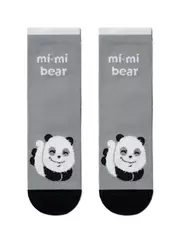 Хлопковые женские носки happy с пушистым рисунком "панда" 421 серый, , 36-39 (23-25), CONTE ELEGANT, - 2