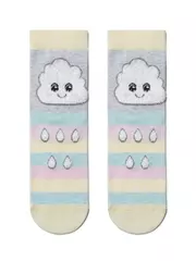 Хлопковые женские носки happy с пушистым рисунком "тучка" 424 светло-серый, , 36-39 (23-25), CONTE ELEGANT, - 2