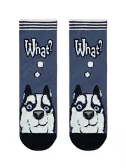 Хлопковые женские носки happy с пушистым рисунком "хаски" 425 темный джинс, , 36-39 (23-25), CONTE ELEGANT, - 2