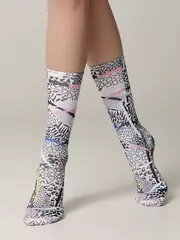 Удлиненные женские носки с хлопком fantasy 392 черно-белый, , 36-39 (23-25), CONTE ELEGANT, - 2