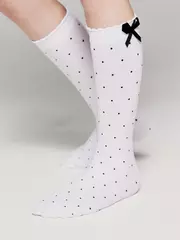 Гольфы детские в точку с декоративным бантом evie bianco, , 18, CONTE ELEGANT, - 2