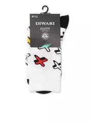 Хлопковые мужские носки diwari happy с рисунком «крестики» 134 белый, , 44-45 (29), DIWARI, - 3
