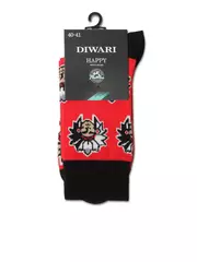 Хлопковые мужские носки happy с рисунком «индейцы» 144 красный, , 42-43 (27), DIWARI, - 3