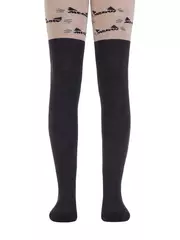 Колготки детские sof-tiki (махровые внутри) с рисунками 532 бежевый-черный, , 140-146 (22), CONTE-KIDS, - 1