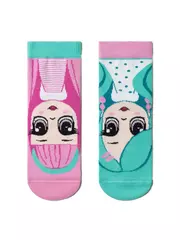 Детские хлопковые носки conte-kids "веселые ножки" 463 мальва-бирюза, , 16, CONTE-KIDS, - 1