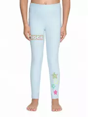 Джеггинсы для девочки с ярким рисунком из неоновых стразов rock star crystal blue, , 140,146-76, CONTE ELEGANT, - 1