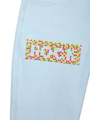 Джеггинсы для девочки с ярким рисунком из неоновых стразов rock star crystal blue, , 140,146-76, CONTE ELEGANT, - 5