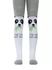 Махровые детские колготки sof-tiki (махровые внутри) с рисунками 531 белый-серый, , 62-74 (12), CONTE-KIDS, - 1