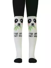 Детские махровые колготки sof-tiki (махровые внутри) с рисунками 531 молочный-черный, , 80-86 (14), CONTE-KIDS, - 1