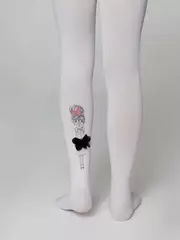 Колготки детские из микрофибры с рисунком и декором pretty bianco, , 104-110, CONTE ELEGANT, - 4