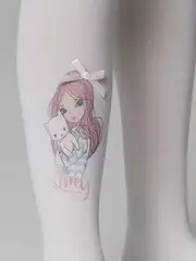 Колготки детские из микрофибры с рисунком и декором lovely bianco, , 104-110, CONTE ELEGANT, - 3